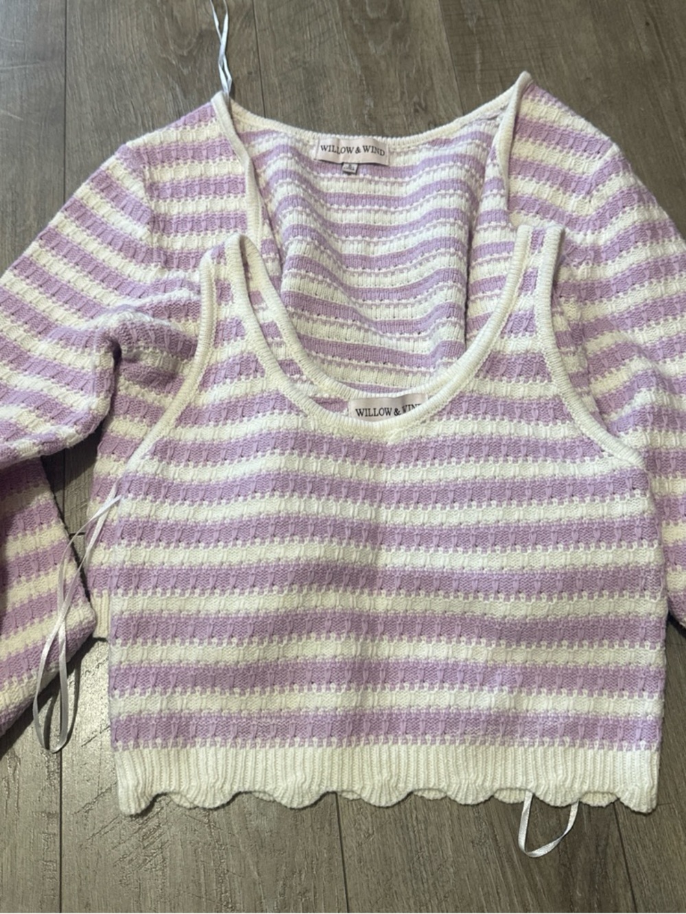 Lavender Stripe Knit Sweater Tank